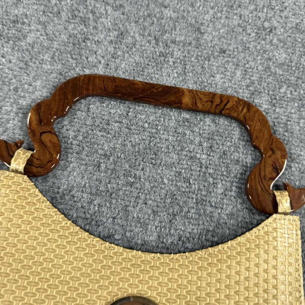 Kenzo Purse Bag Tan Resin Handle Luxury Vintage 90s Made In France
